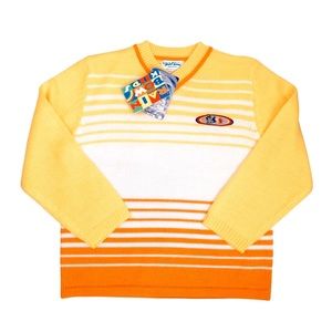 90s Tiny Toon Adventures Dizzy Devil Striped Wool Blend V Neck Sweater